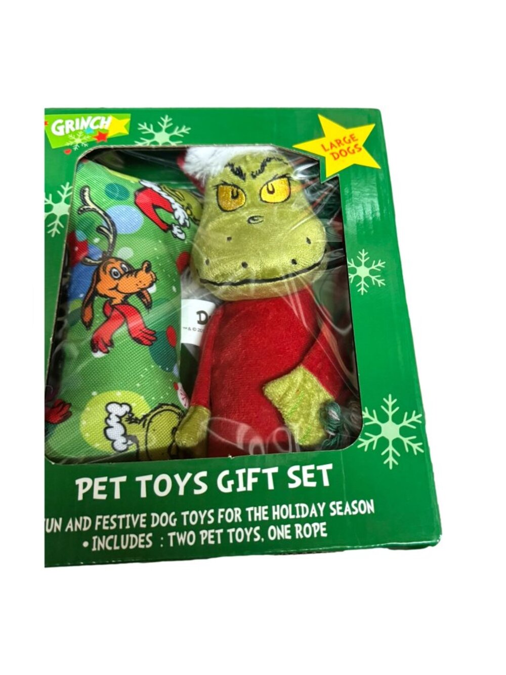 Grinch Pet Toys Gift Set, Includes Two Pet Toys, One Rope for Large Dogs